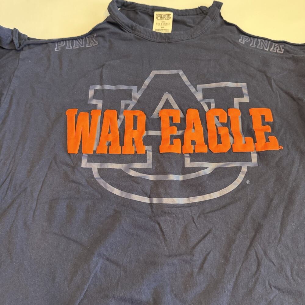 Victorias Secret PINK Auburn University War Eagle Open Shoulder Shirt L (A0135) - Picture 2 of 6